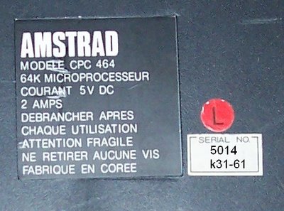 CPC 464 - Pastille L Rouge - Numéro de série.