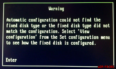 Avertissement d'échec de l'auto-detection du disque-dur par la Reference Disk Ver. 1.08.