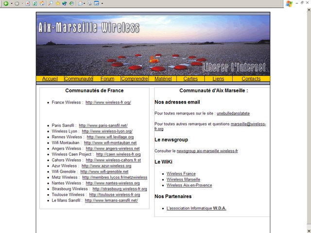 L'association WDA, partenaire d'Aix-Marseille Wireless - 2004.