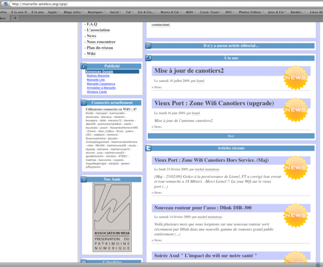 Blog "Aix-Marseille Wireless" - 2009.