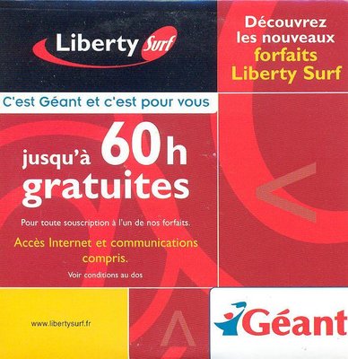 Kit de connexion Liberty Surf (60H), offre en partenariat avec l'enseigne Géant - 2001 (recto)