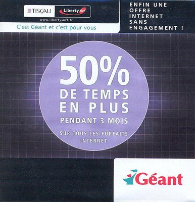 Liberty_surf_8_R.jpg (134.85 Kio) Vu 7123 fois Kit de connexion TISCALI/Liberty Surf, offre en partenariat avec l'enseigne Géant - 2002 (recto)