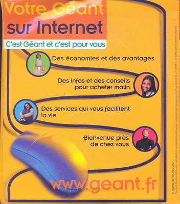 Kit de connexion Freesbee &quot;Internet en poche&quot; en partenariat avec l'enseigne Géant (2000) - verso